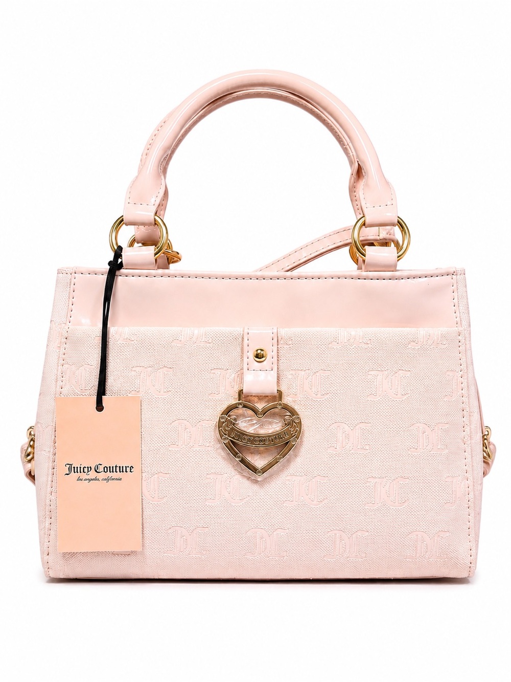 Juicy Couture My Heart Will Go On Pink Monogram Satchel Heart Charm